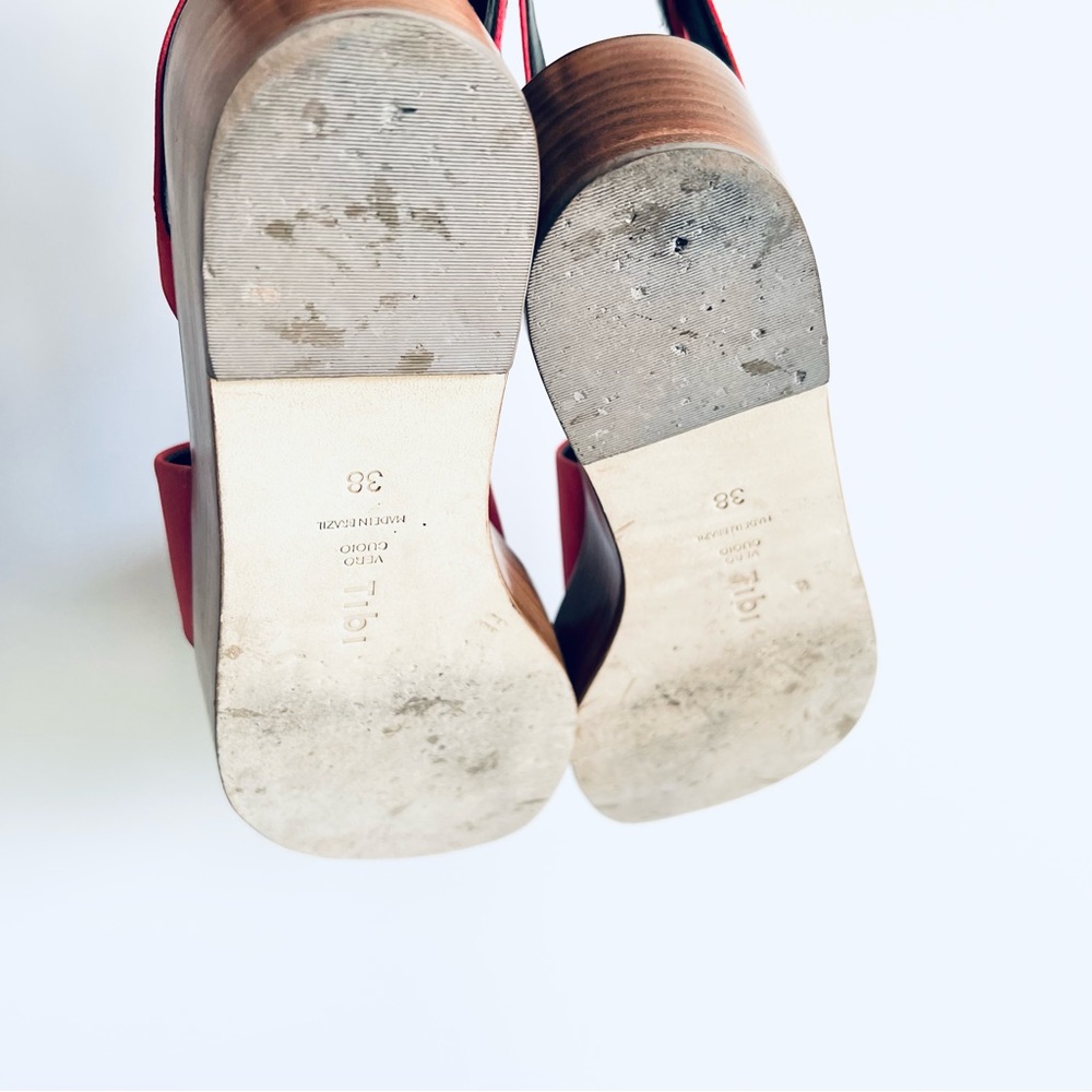 Tibi Janie Satin Flatform Sandal Red Satin Size 8 - Picture 10 of 16